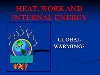 HEAT, WORK AND
INTERNAL ENERGY
GLOBAL
WARMING?
 