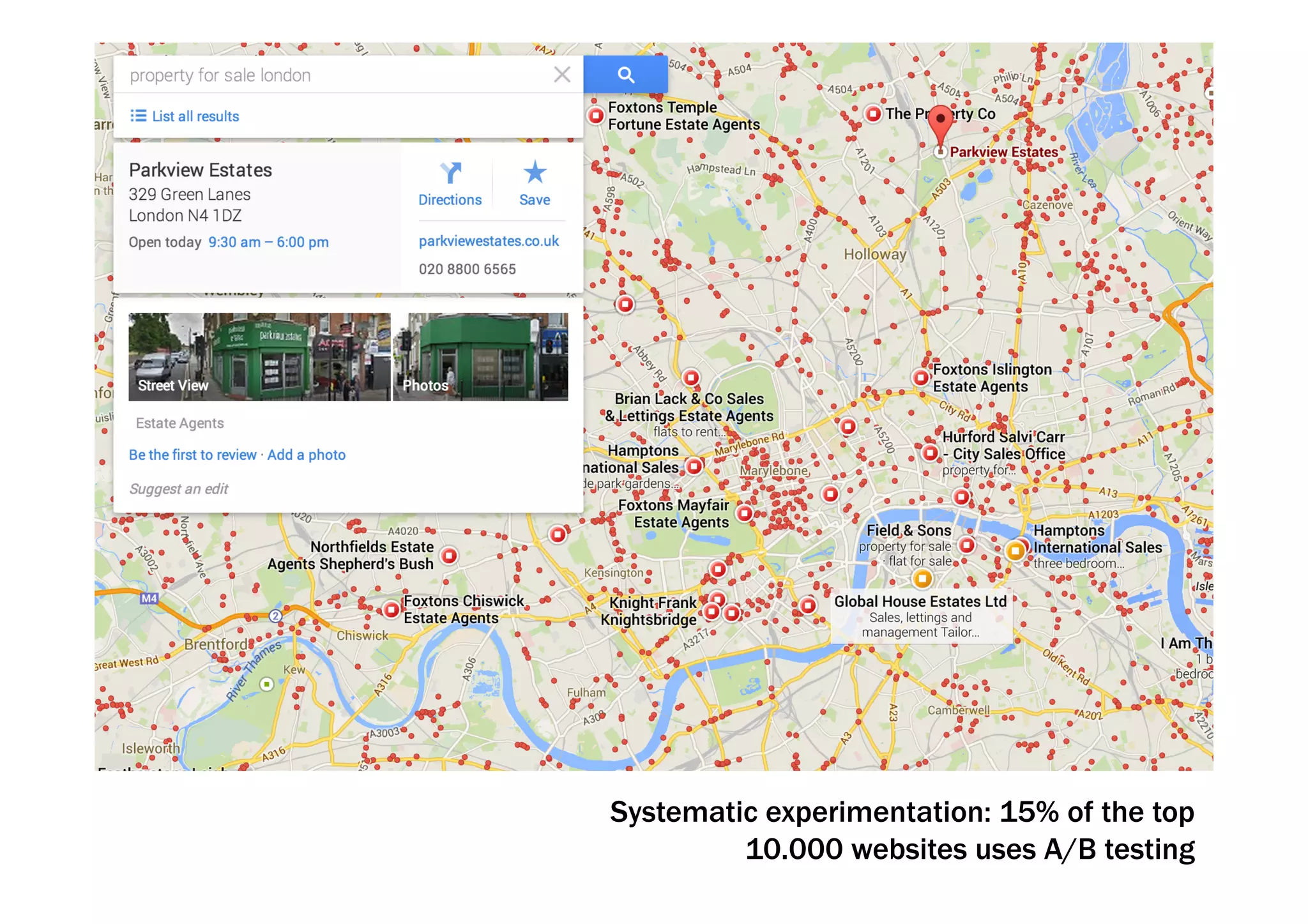 Systematic experimentation: 15% of the top 
10.000 websites uses A/B testing 
 