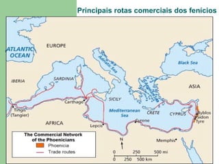 Principais rotas comerciais dos fenícios 