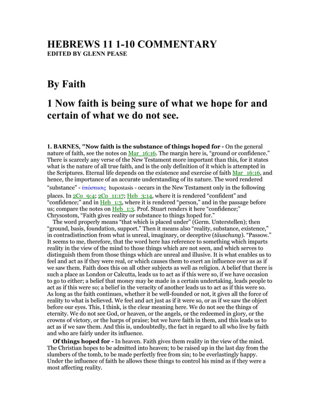 Hebrews 11 1 10 commentary PDF
