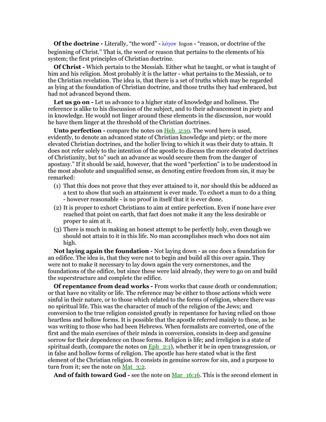 Hebrews 6 Commentary Hebrews 6 Commentary