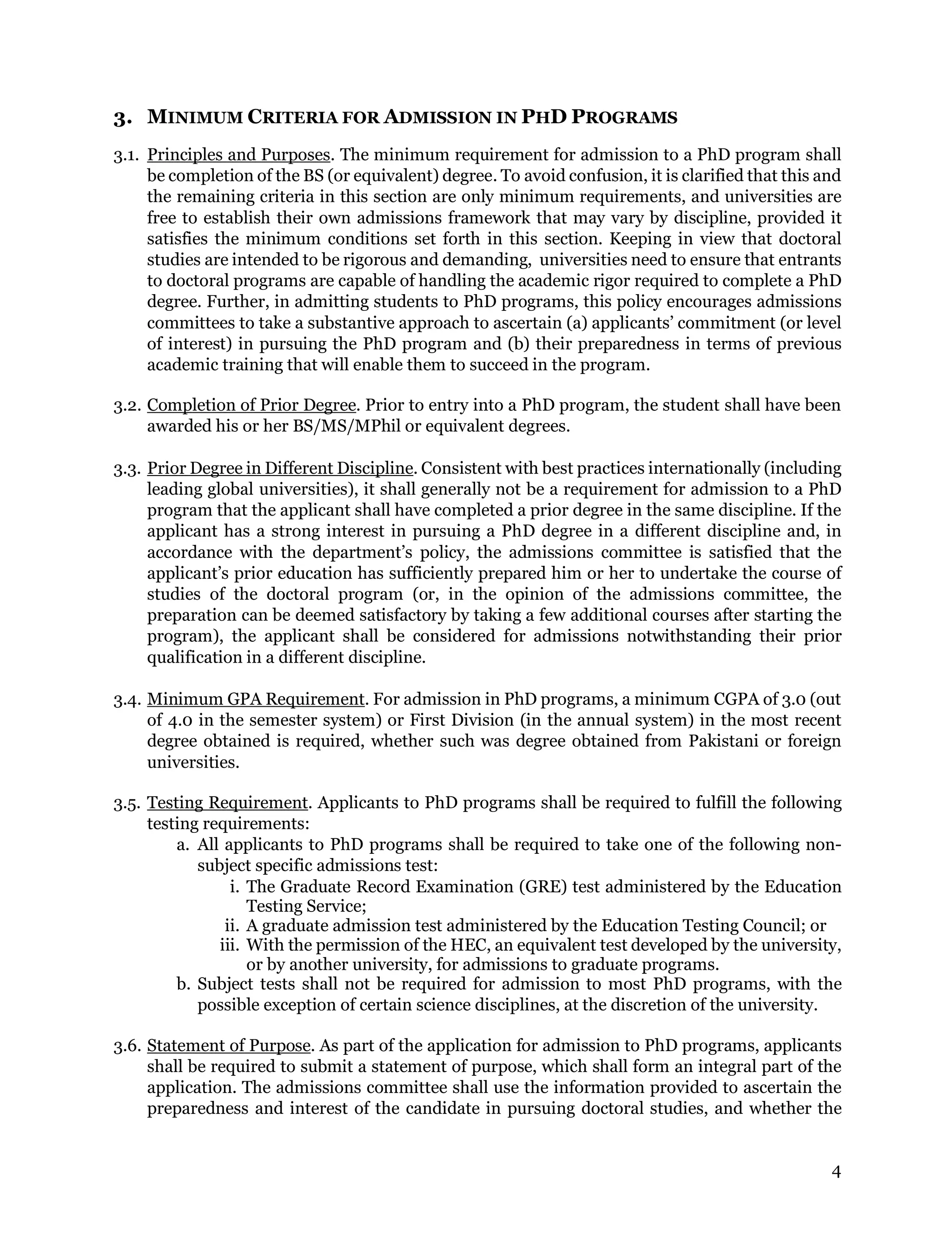 HEC PhD Policy and Quality FrameWork for Public and Private ...