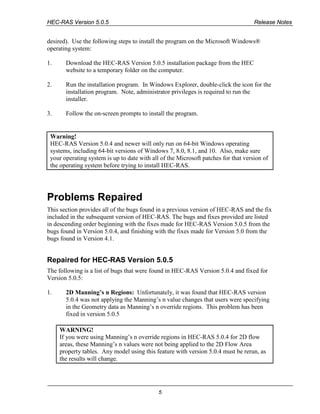 HEC-RAS 5.0.5 Release Notes | PDF | Computing | Technology & Computing