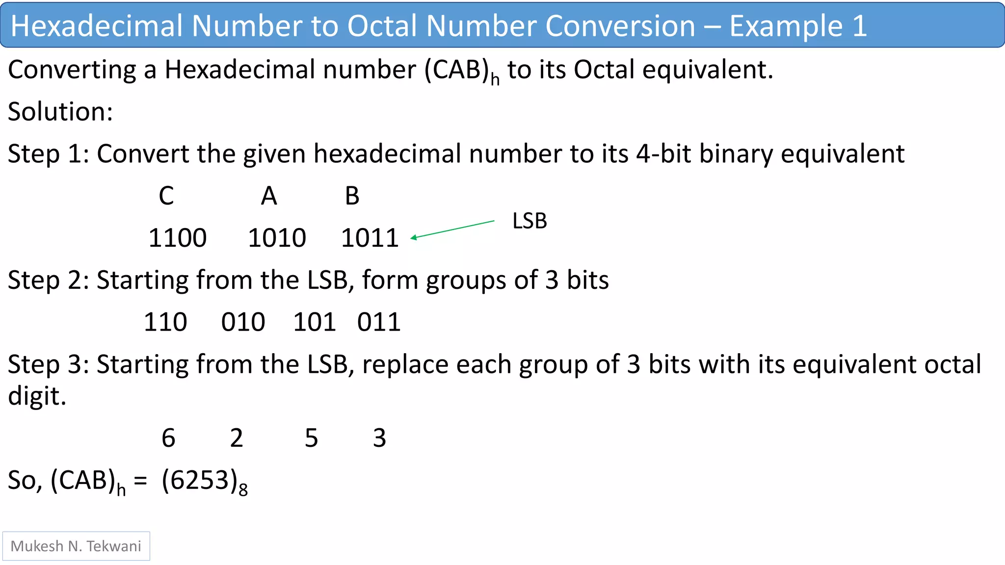Hexadecimal to octal conversion | PPTX