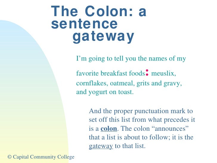 Using Colons