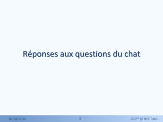 99
Réponses aux questions du chat
04/01/2016 ICCF® @ HEC Paris
 