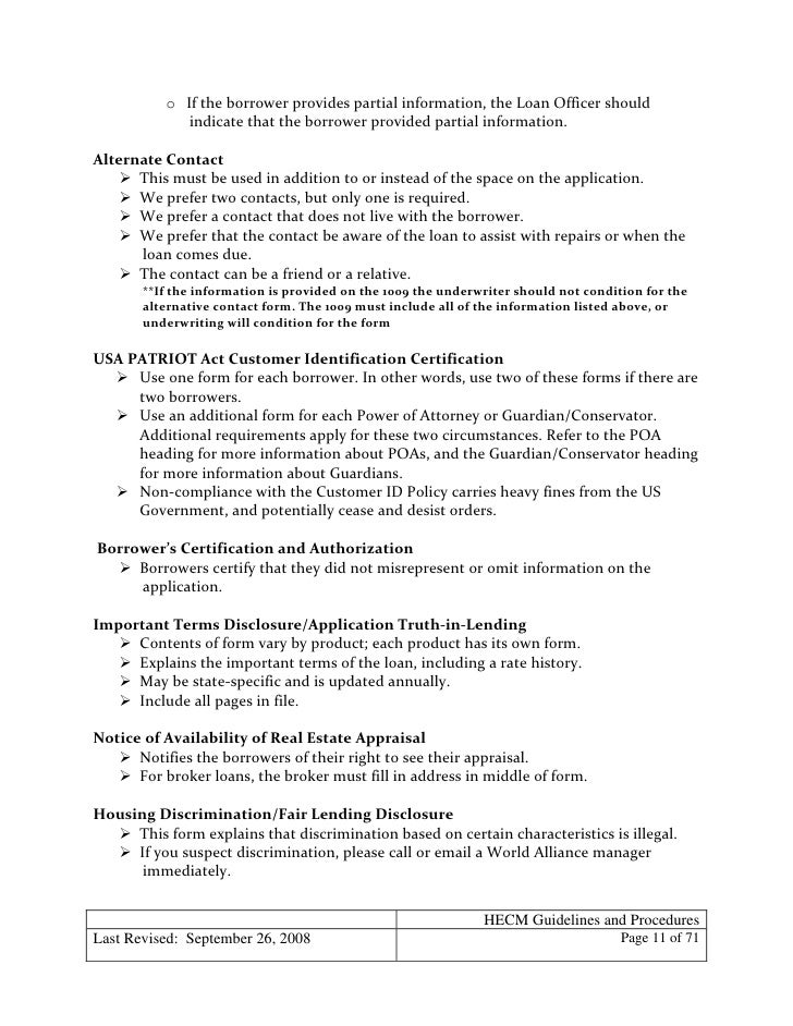 reverse mortgage hecm loan guidelines and procedures borrower certification and authorization form