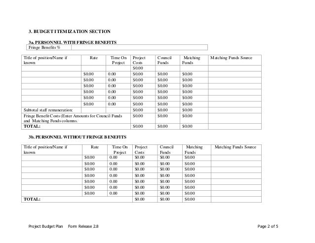 budget plan form