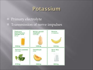 Primary electrolyte Transmission of nerve impulses 
