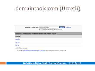Web Güvenliği ve Saldırıları Konferansı | Ünlü Ağyol
domaintools.com (Ücretli)
 