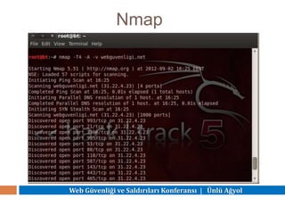 Web Güvenliği ve Saldırıları Konferansı | Ünlü Ağyol
Nmap
 