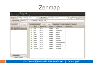 Web Güvenliği ve Saldırıları Konferansı | Ünlü Ağyol
Zenmap
 