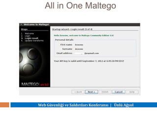 Web Güvenliği ve Saldırıları Konferansı | Ünlü Ağyol
All in One Maltego
 
