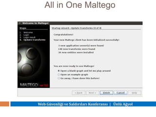 Web Güvenliği ve Saldırıları Konferansı | Ünlü Ağyol
All in One Maltego
 