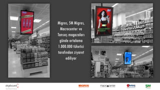 Migros, 5M Migros,
  Macrocenter ve
Tansaş magazaları
 günde ortalama
1.000.000 tüketici
tarafından ziyaret
     ediliyor
 