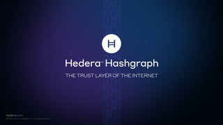 hedera.com
©2020 Hedera Hashgraph, LLC. All rights reserved.
THE TRUST LAYER OF THE INTERNET
 
