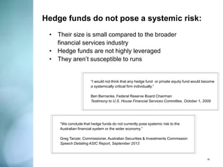 Hedge funds protect on the downside. 
30 
Hennessee Index in the Worst 15 Months of S&P Decline (1993-2012) 
Source: Hennessee Group LLC  