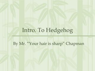 Intro. To Hedgehog

By Mr. “Your hair is sharp” Chapman
 