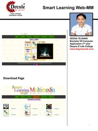 Heena Tejwani Project On HTML and CSS ,Final Year BCA ,Dezyne E'cole ...