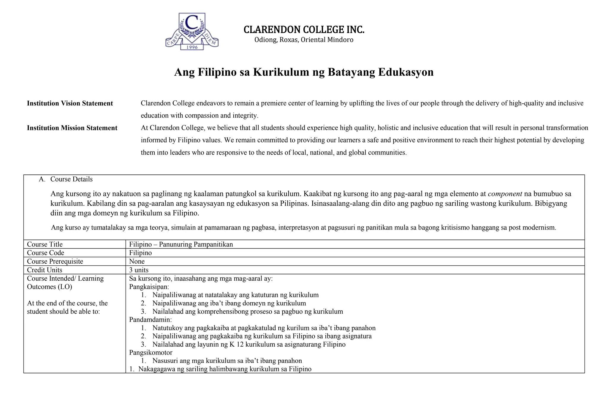 HEF Ang Filipino sa Kurikulum ng Batayang Edukasyon Syllabus.docx