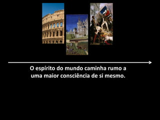 O espírito do mundo caminha rumo a 
uma maior consciência de si mesmo. 
 