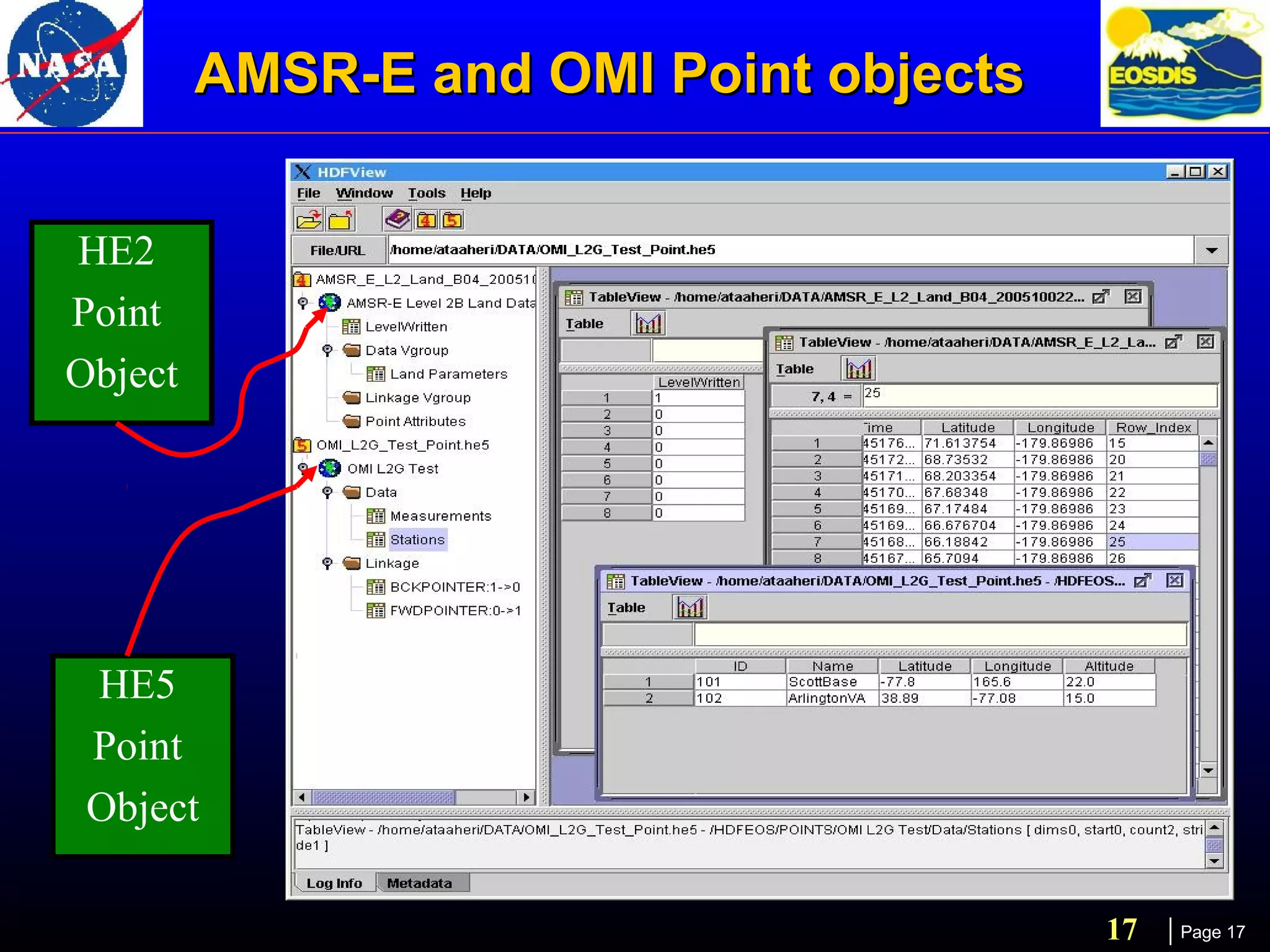 AMSR-E and OMI Point objects
HE2
Point
Object

HE5
Point
Object
17

Page 17

 