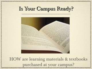 Is Your Campus Ready? HOW are learning materials & textbooks purchased at your campus? 