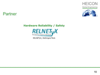 Partner
Hardware Reliability / Safety
RELNETyX, Dettingen/Teck
10
 