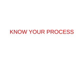 KNOW YOUR PROCESS 