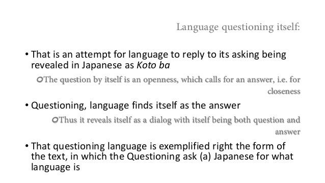 heidegger questioning a japanese ba form japanese