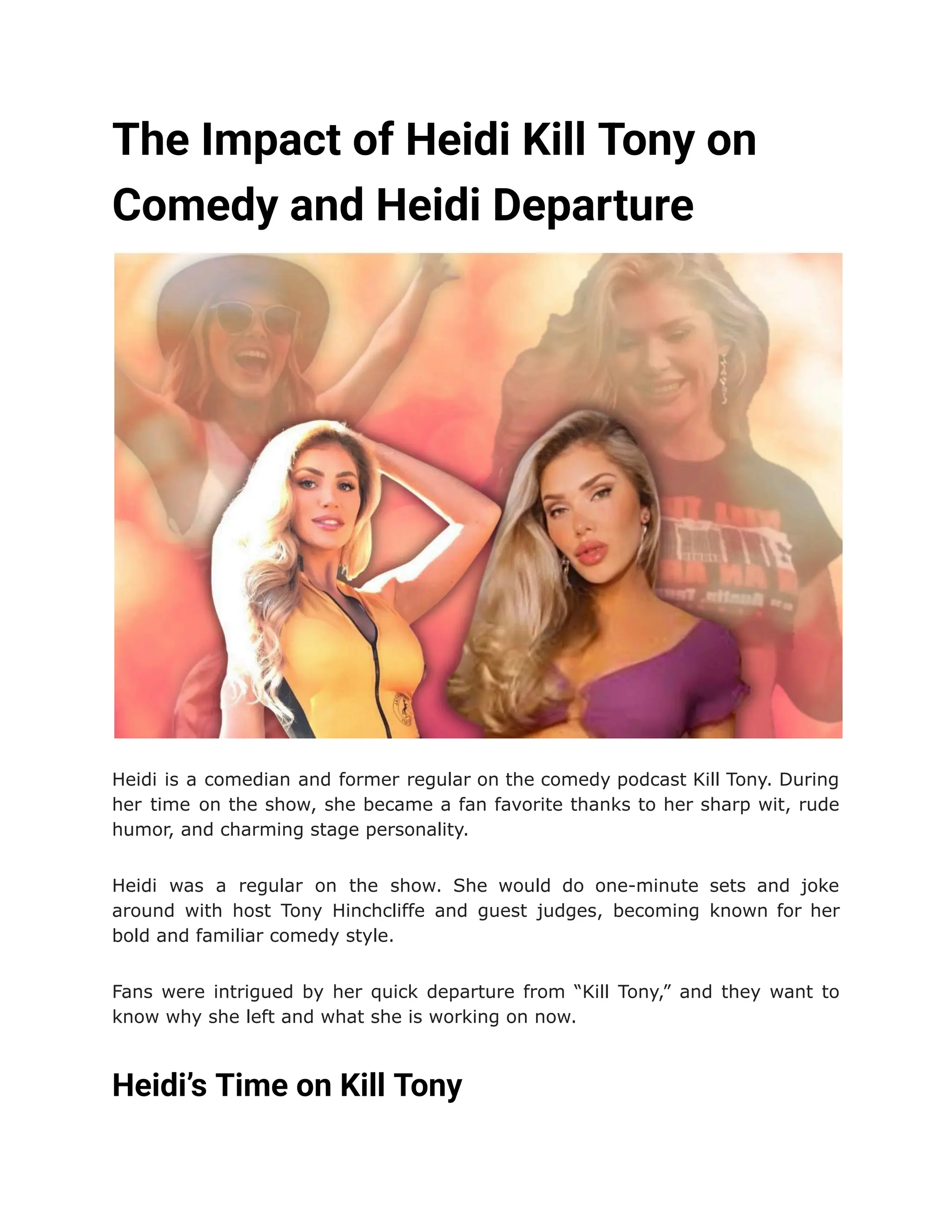 The Impact of Heidi Kill Tony on Comedy and Heidi Departure PDF