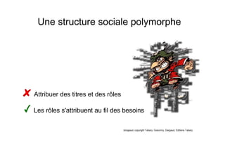 Une structure sociale polymorphe




Attribuer des titres et des rôles

Les rôles s'attribuent au fil des besoins

                                    Iznogoud, copyright Tabary, Goscinny, Dargaud, Editions Tabary
 
