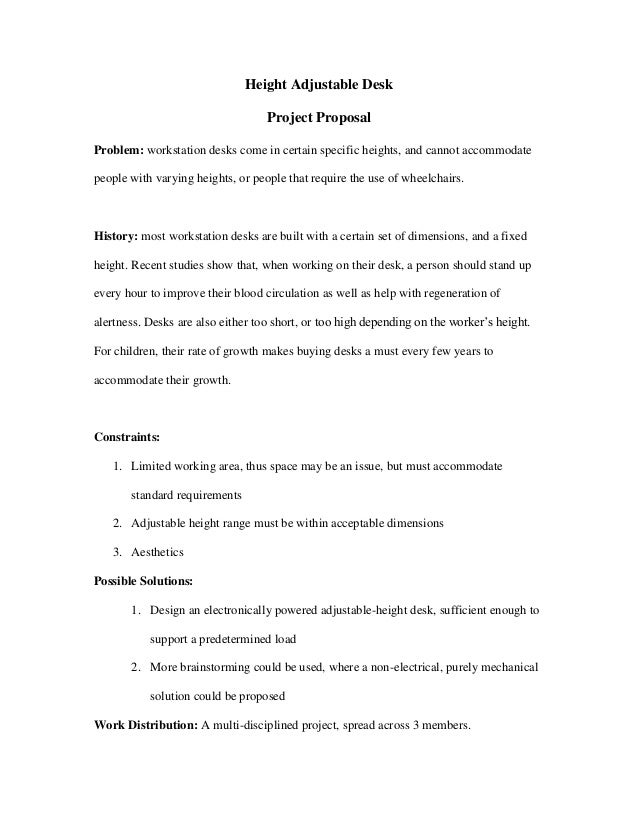 Height Adjustable Desk Project Proposal