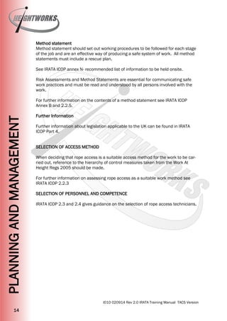 Irata Rope Access Rescue Template.pdf Heightworks IRATA Training Manual Version 2 - Rope Access Training ...