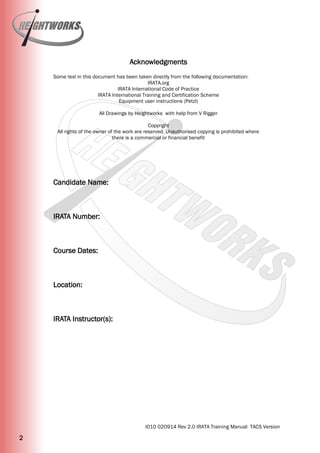 Irata Rope Access Rescue Template.pdf Heightworks IRATA Training Manual Version 2 - Rope Access Training ...