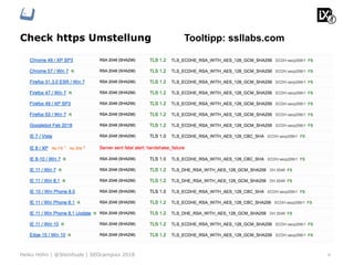 Check https Umstellung
9Heiko Höhn | @Steinhude | SEOcampixx 2018
Tooltipp: ssllabs.com
 