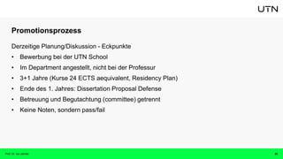 Promotionsprozess
20
Derzeitige Planung/Diskussion - Eckpunkte
• Bewerbung bei der UTN School
• Im Department angestellt, nicht bei der Professur
• 3+1 Jahre (Kurse 24 ECTS aequivalent, Residency Plan)
• Ende des 1. Jahres: Dissertation Proposal Defense
• Betreuung und Begutachtung (committee) getrennt
• Keine Noten, sondern pass/fail
Prof. Dr. Isa Jahnke
 