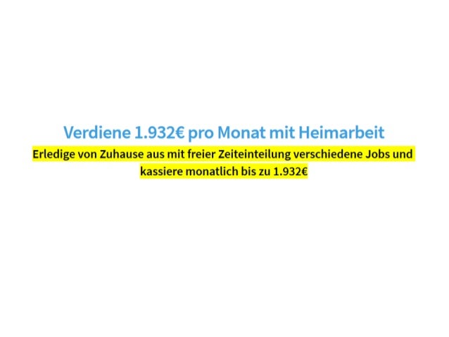 Heimarbeit Spielend Geld Verdienen