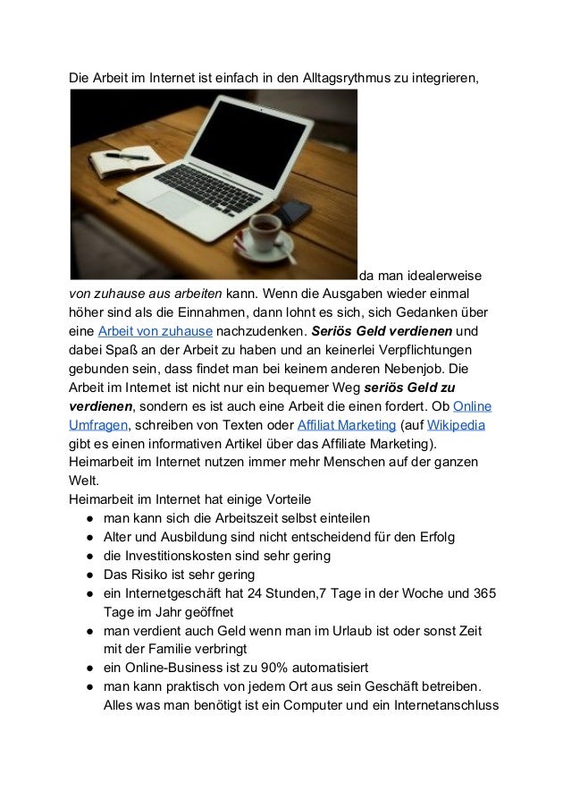 Heimarbeit Im Internet Heimarbeit Im Internet