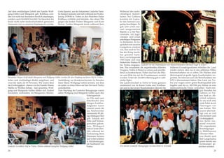 Auf dem weitläufigen Gehöft der Familie Wolf-
gang Gebler und Margarete geb. Kohlhase wur-
den wir nicht nur besonders herzlich empfangen,
sondern auch fürstlich bewirtet. Im Innenhof des
heute nicht mehr landwirtschaftlich genutzten
Anwesens war zu unserem Empfang ein vorzüg-
liches und reichhaltiges Buffet aufgebaut, und
zwar für mehr als 50 Personen. Wir waren über
die Großzügigkeit - ebenso wie bei Familie Hanna
Müller in Werther-Schate - fast sprachlos. Wolf-
gang und Margarete Gebler fühlen sich Lisdorf
besonders verbunden, da Margaretes Mutter,
Greta Spaniol, aus der bekannten Lisdorfer Fami-
lie Spaniol stammte und sich während der Evaku-
ierung 1939/40 in Trebra in den Hoferben Oskar
Kohlhase verliebte und heiratete. Aus dieser Ehe
gingen die beiden Töchter Margarete und Karin
hervor. Tochter Margarete lernte während ihrer
Ausbildung zur Krankenschwester in Dresden
ihren Mann Wolfgang Gebler kennen, mit dem
sie später zu ihren Eltern auf den Hof nach Trebra
zurückkehrte.
Zum Empfang der Lisdorfer Reisegruppe waren
neben Wolfgang und Margarete Gebler auch ihre
Schwiegertoch-
ter Ulla und zwei
Enkelkinder (die
übrigen Familien-
mitglieder waren
verreist) sowie die
aus Neuforweiler
stammende 80 jäh-
rige Hildegard Kiel
geb. Schuck mit
Sohn und Schwie-
gertochter gekom-
men. Hildegard
Schuck lernte eben-
falls während der
Evakuierung ihren
Ehemann kennen
und wohnt seitdem
in Kleinbodungen,
ein Nachbarort von
Trebra.
Während des mehr-
stündigen Aufent-
haltes bei Geblers
konnten die Lisdor-
fer das Anwesen aus-
giebig besichtigen. Es
gab sehr schön mu-
seal ausgestattete
Räume, u. a. eine Bau-
ernstube, ein Jagd-
zimmer und einen
prächtigen Hofgarten
zu bestaunen. In Ge-
sprächen mit unseren
Gastgebern erfuhren
wir, dass auch in Tre-
bra der Krieg furcht-
bar gewütet hatte.
Kurz vor Kriegsende
1945 hatte sich eine
Einheit der Waffen-SS
bei Trebra eingegra-
ben. Das veranlasste die angreifenden alliierten
Truppen, Trebra in Brand zu setzen und anschlie-
ßend zu bombardieren. Dabei sind fast alle Häu-
ser und Höfe bis auf die Grundmauern zerstört
worden. Unter der Zivilbevölkerung gab es zahl-
reiche Opfer.
Die Landwirtschaft in Treba ist heute genauso
strukturiert wie im Raum Gotha und Nordhau-
sen und in den neuen Bundesländern überall. Die
Reiseleiter Heiner Groß dankt Margarete und Wolfgang Gebler (rechts) für den Empfang auf ihrem Hof in Trebra
Lisdorfer in Geblers Hof in Trebra. Hinten stehend Gastgeber Wolfgang Gebler
Lisdorfer vor der Staatskanzlei von Ministerpräsident Bernard Vogel in Erfurt
früheren Grundeigentümer erhielten ihr Land
wieder zurück, aber nur in den seltensten Fällen
bewirtschafteten sie es selbst. Die Flächen sind
überwiegend an große Agrar-Gesellschaften ver-
pachtet, die teilweise auch die Betriebsstätten der
LPG’s übernommen haben. Das Land um Tre-
bra war wegen seiner guten Bodenqualität sehr
begehrt und für ca. 300 DM pro Hektar an eine
niedersächsische Firma verpachtet. Nach eini-
gen Stunden bei
Geblers in Tre-
bra hieß es Ab-
schied nehmen,
da wir noch eine
weite Fahrt durch
Thüringen vor
uns hatten. Wir
waren überwäl-
tigt von so viel
Herzlichkeit und
Großzügigkeit,
das hatte nie-
mand erwartet.
Die vorgesehenen
Besichtigungen
in Mühlhausen
(Thomas-Mün-
tzer-Stadt) und
Bad Langensalza
waren bereits aus
Zeitmangel ge-
strichen worden.Ein Teil der Lisdorfer Reisegruppe vor dem Hotel in Arnstadt
24 25
 