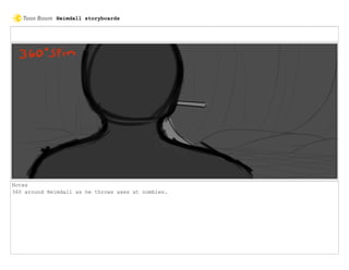 Notes
360 around Heimdall as he throws axes at zombies.
Heimdall storyboards
 