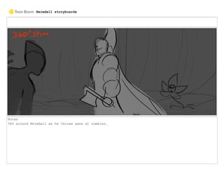 Notes
360 around Heimdall as he throws axes at zombies.
Heimdall storyboards
 