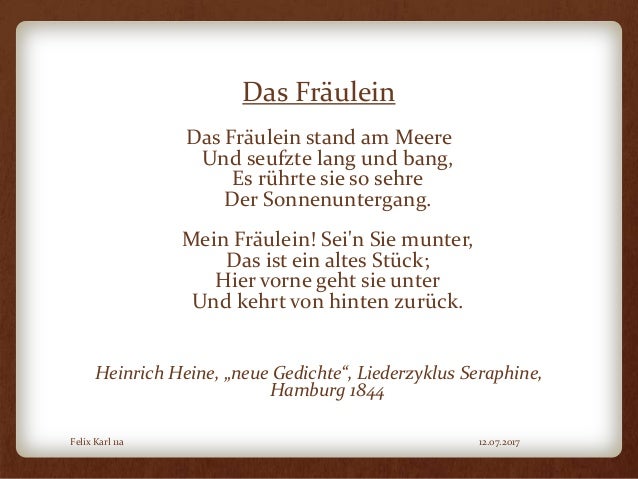 Gedicht Das Fräulein Stand Am Meere Interpretation