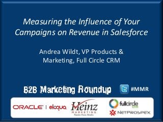 Measuring the Influence of Your
Campaigns on Revenue in Salesforce

      Andrea Wildt, VP Products &
       Marketing, Full Circle CRM


                                    #MMR
 