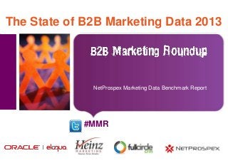 The State of B2B Marketing Data 2013


   Place image here


                       NetProspex Marketing Data Benchmark Report




                      #MMR
 
