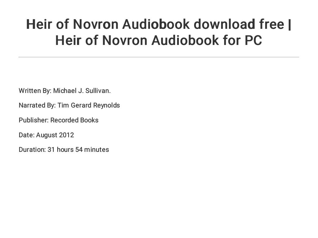 Heir of Novron Audiobook download free Heir of Novron Audiobook for PC