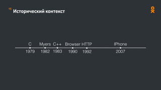 Исторический контекст
Myers
1982
C++
1983
C
1979
Browser
1990
HTTP
1992
IPhone
2007
15
 