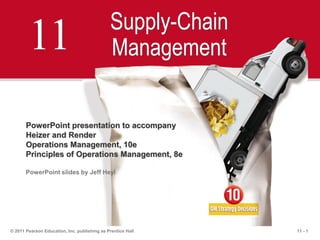 11 - 1© 2011 Pearson Education, Inc. publishing as Prentice Hall
11 Supply-Chain
Management
PowerPoint presentation to accompany
Heizer and Render
Operations Management, 10e
Principles of Operations Management, 8e
PowerPoint slides by Jeff Heyl
 