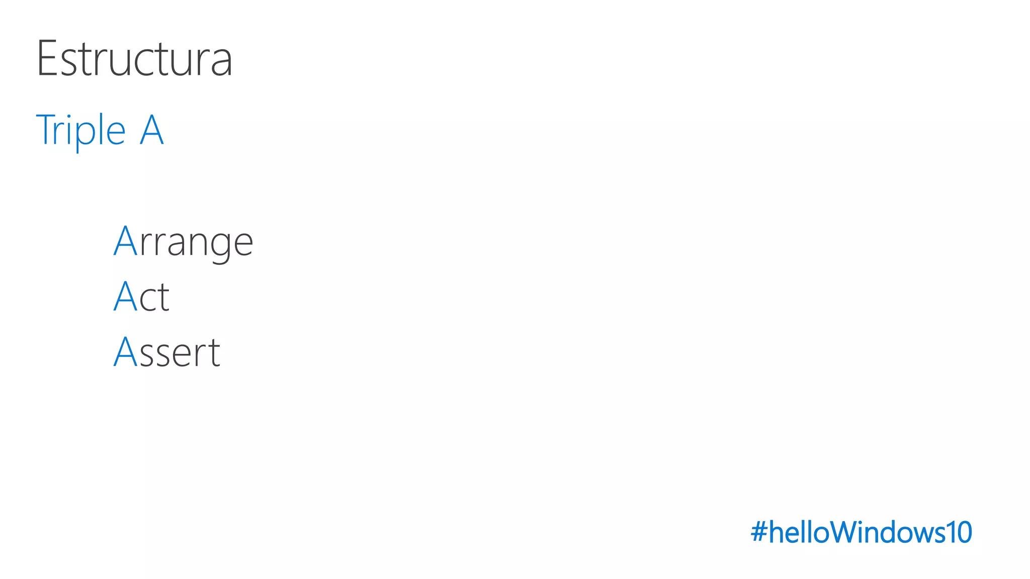 #helloWindows10
Triple A
Arrange
Act
Assert
 