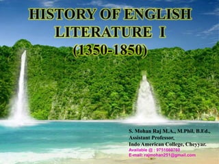 S. Mohan Raj M.A., M.Phil, B.Ed.,
Assistant Professor,
Indo American College, Cheyyar.
Available @ : 9751660760
E-mail: rajmohan251@gmail.com
 